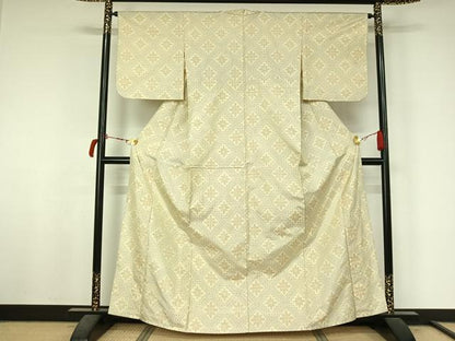 平和屋着物▽本場大島紬　単衣　花菱文　正絹　逸品　AABL9005jh