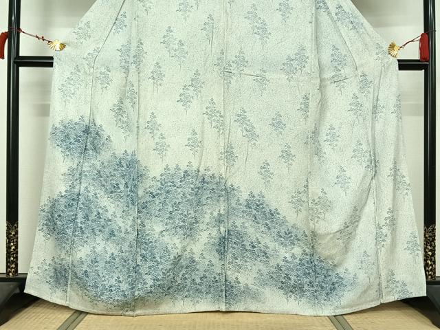 平和屋着物▽訪問着　単衣　樹林文　正絹　逸品　AABL9007jh