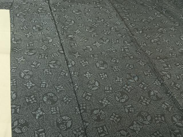 平和屋着物▽上質な小紋　単衣　草花文　正絹　逸品　AABL9010jh