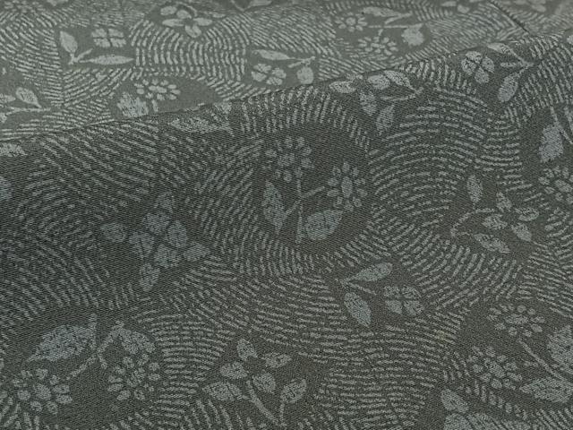 平和屋着物▽上質な小紋　単衣　草花文　正絹　逸品　AABL9010jh