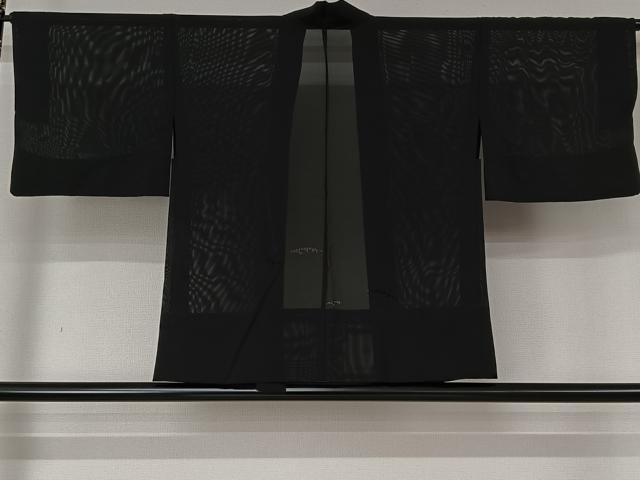 平和屋着物▽羽織　スリーシーズン　春夏秋　塵除け　立波文　黒地　正絹　逸品　AABL9011jh