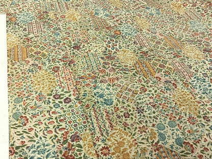 平和屋着物▽上質な小紋　単衣　紬地　亀甲更紗花蝶文　正絹　逸品　AABL9015jh