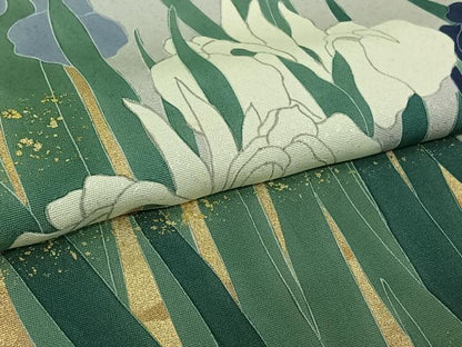 平和屋着物▽訪問着　単衣　燕子花　金彩　正絹　逸品　AABL9016jh