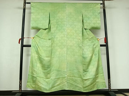 平和屋着物▽上質な小紋　単衣　菊　暈し染め　正絹　逸品　AABL9017jh