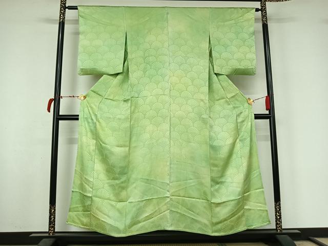 平和屋着物▽上質な小紋　単衣　菊　暈し染め　正絹　逸品　AABL9017jh