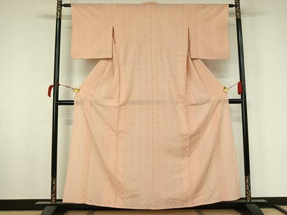 平和屋着物▽上質な色無地　単衣　総レース　花菱地紋　虹色　正絹　逸品　AABL9021jh