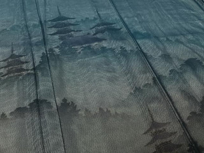 平和屋着物▽訪問着　無双　紗袷　紗×絽　風景文　金彩　さが美扱い　正絹　逸品　AABL9023jh