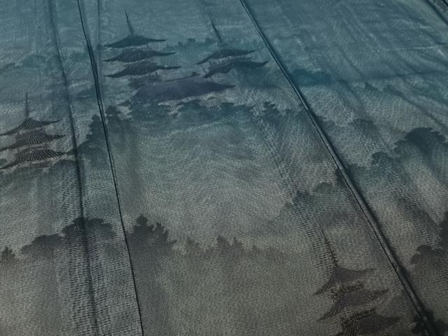 平和屋着物▽訪問着　無双　紗袷　紗×絽　風景文　金彩　さが美扱い　正絹　逸品　AABL9023jh
