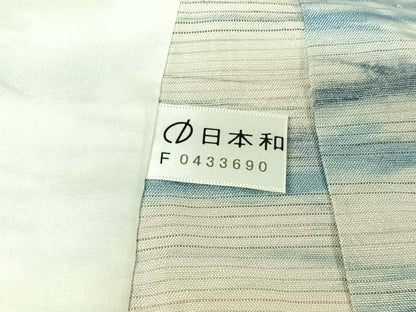 平和屋着物▽上質な小紋　単衣　紬地　横段文　正絹　逸品　AABL9031jh