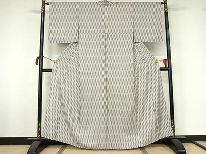 平和屋着物▽上質な小紋　単衣　蚊絣文　正絹　逸品　AABL9032jh