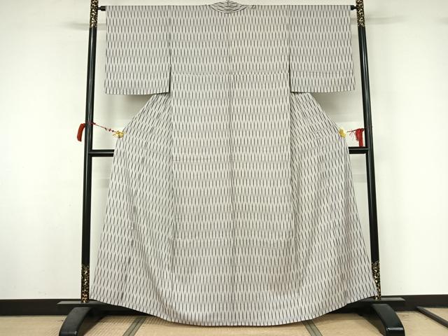 平和屋着物▽上質な小紋　単衣　蚊絣文　正絹　逸品　AABL9032jh