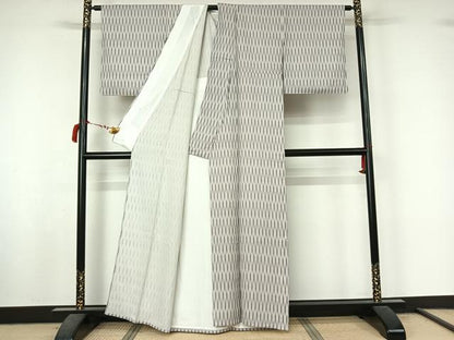 平和屋着物▽上質な小紋　単衣　蚊絣文　正絹　逸品　AABL9032jh