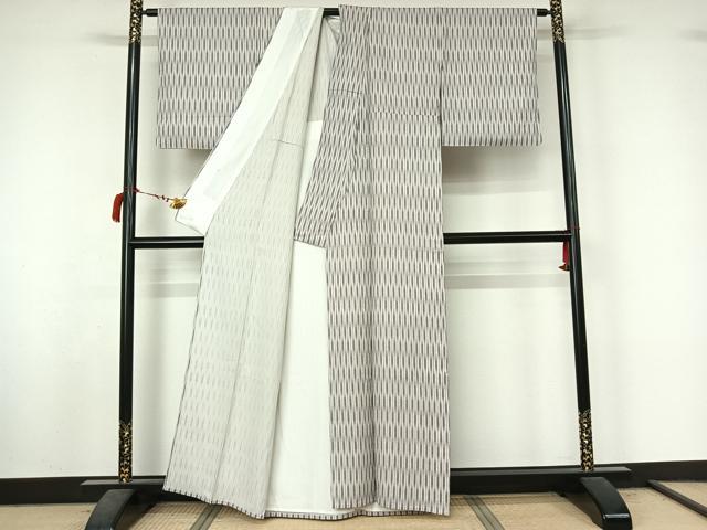 平和屋着物▽上質な小紋　単衣　蚊絣文　正絹　逸品　AABL9032jh