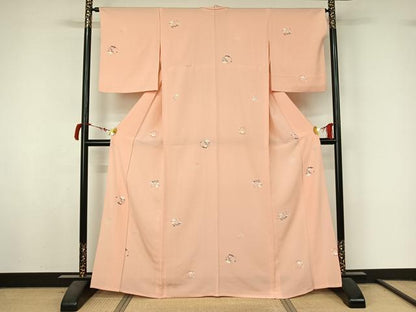 平和屋着物▽上質な小紋　単衣　友禅　花丸文　正絹　逸品　AABL9033jh