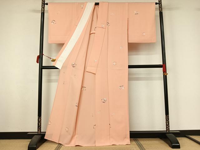 平和屋着物▽上質な小紋　単衣　友禅　花丸文　正絹　逸品　AABL9033jh