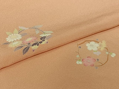 平和屋着物▽上質な小紋　単衣　友禅　花丸文　正絹　逸品　AABL9033jh