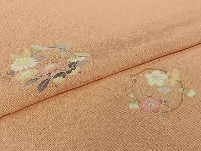 平和屋着物▽上質な小紋　単衣　友禅　花丸文　正絹　逸品　AABL9033jh