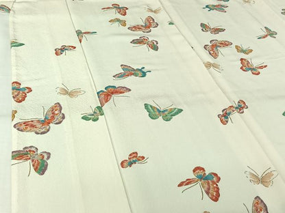 平和屋着物▽上質な小紋　単衣　手描き　舞蝶文　金彩　正絹　逸品　AABL9035jh