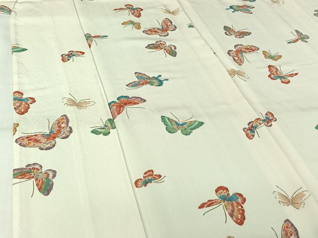 平和屋着物▽上質な小紋　単衣　手描き　舞蝶文　金彩　正絹　逸品　AABL9035jh