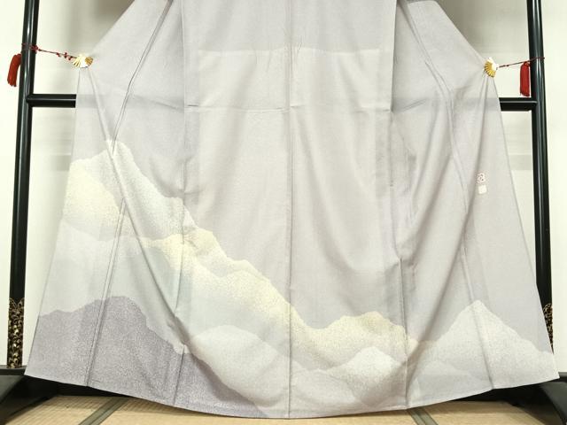 平和屋着物＊夏物　石川県指定無形文化財　夏牛首紬　白山工房　手織り　訪問着　作家物　遠山重ね文　正絹　逸品　AABL9036jh