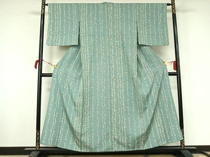 平和屋着物▽上質な小紋　単衣　唐草文　正絹　逸品　AABL9042jh