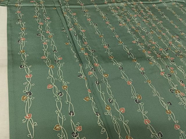 平和屋着物▽上質な小紋　単衣　唐草文　正絹　逸品　AABL9042jh