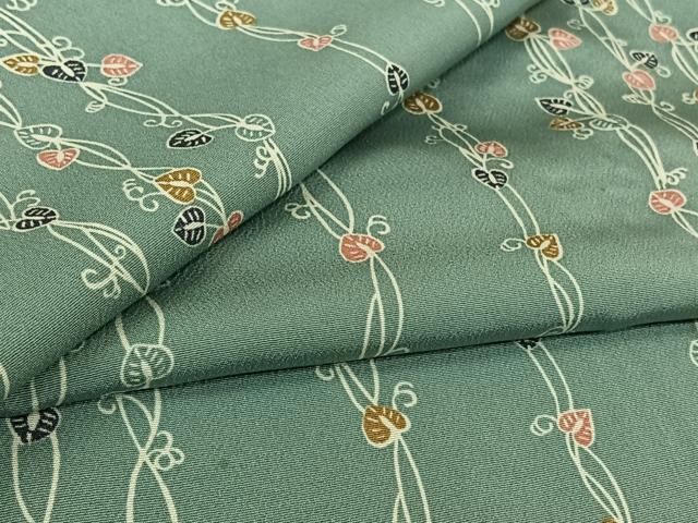 平和屋着物▽上質な小紋　単衣　唐草文　正絹　逸品　AABL9042jh