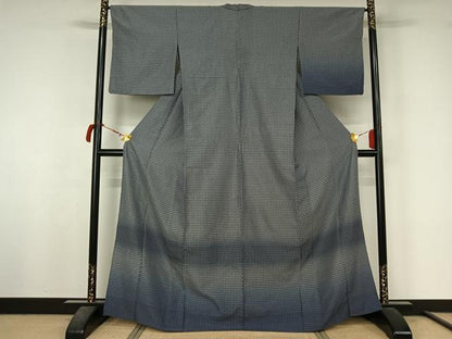 平和屋着物▽お召　訪問着　単衣　霞文　正絹　逸品　AABL9044jh