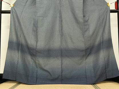 平和屋着物▽お召　訪問着　単衣　霞文　正絹　逸品　AABL9044jh