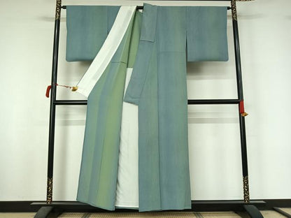 平和屋着物▽上質な小紋　単衣　作家物　霞文　暈し染め　正絹　逸品　AABL9045jh