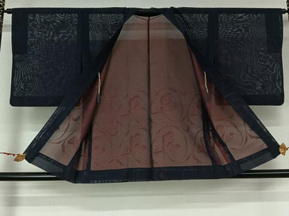 平和屋着物▽羽織　スリーシーズン　春夏秋　塵除け　唐草文　銀通し地　正絹　逸品　AABL9058jh