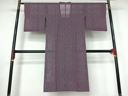 平和屋着物▽道行コート　スリーシーズン　春夏秋　塵除け　変わり縞　ロング丈　正絹　逸品　AABL9060jh