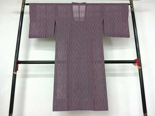 平和屋着物▽道行コート　スリーシーズン　春夏秋　塵除け　変わり縞　ロング丈　正絹　逸品　AABL9060jh