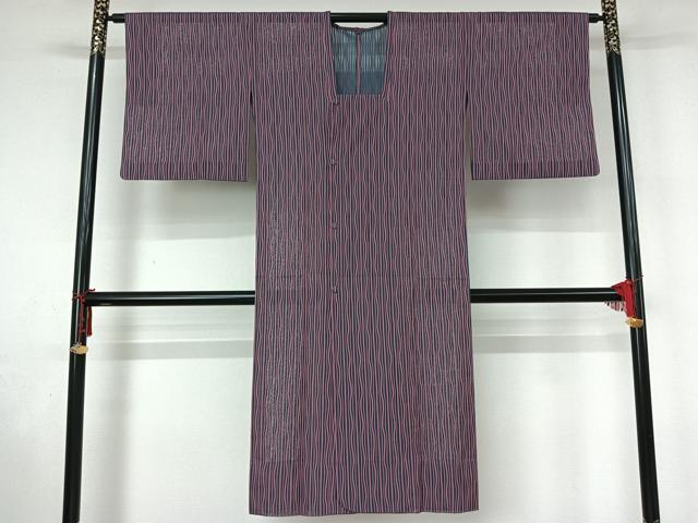 平和屋着物▽道行コート　スリーシーズン　春夏秋　塵除け　変わり縞　ロング丈　正絹　逸品　AABL9060jh