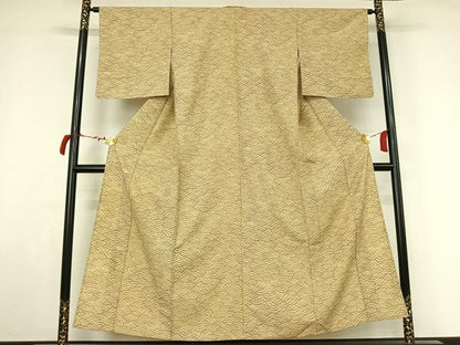 平和屋着物▽小紋　単衣　立波文　洗える着物　AABL9061jh