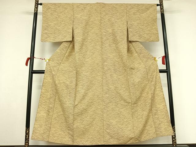 平和屋着物▽小紋　単衣　立波文　洗える着物　AABL9061jh