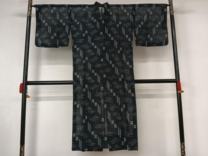 平和屋着物▽道中着　スリーシーズン　春夏秋　塵除け　本場琉球絣　ロング丈　正絹　逸品　AABL9064jh
