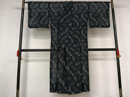 平和屋着物▽道中着　スリーシーズン　春夏秋　塵除け　本場琉球絣　ロング丈　正絹　逸品　AABL9064jh