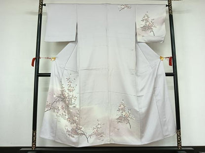 平和屋着物▽訪問着　単衣　友禅　風景花文　暈し染め　阪急百貨店扱い　正絹　逸品　AABL9065jh