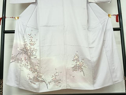 平和屋着物▽訪問着　単衣　友禅　風景花文　暈し染め　阪急百貨店扱い　正絹　逸品　AABL9065jh