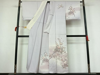 平和屋着物▽訪問着　単衣　友禅　風景花文　暈し染め　阪急百貨店扱い　正絹　逸品　AABL9065jh
