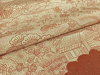 平和屋着物▽上質な小紋　単衣　風景松竹梅文　正絹　逸品　AABL9066jh