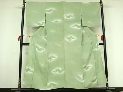 平和屋着物▽上質な小紋　単衣　雲取り吉祥文　暈し染め　正絹　逸品　AABL9068jh