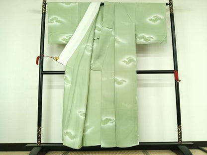 平和屋着物▽上質な小紋　単衣　雲取り吉祥文　暈し染め　正絹　逸品　AABL9068jh