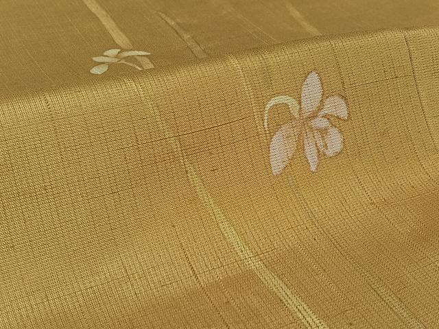 平和屋着物▽染色作家　草野一騎　小紋　単衣　紬地　ろうけつ染め　草花文　金彩　正絹　逸品　AABL9071jh