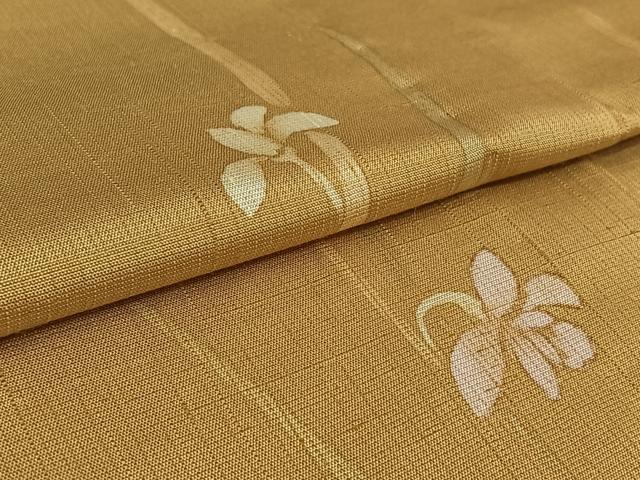 平和屋着物▽染色作家　草野一騎　小紋　単衣　紬地　ろうけつ染め　草花文　金彩　正絹　逸品　AABL9071jh