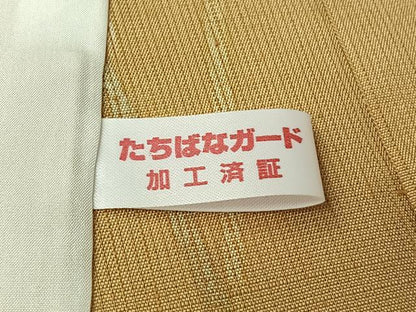 平和屋着物▽染色作家　草野一騎　小紋　単衣　紬地　ろうけつ染め　草花文　金彩　正絹　逸品　AABL9071jh