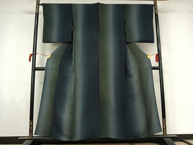 平和屋着物▽お召　単衣　霞文　暈し染め　正絹　逸品　AABL9077jh