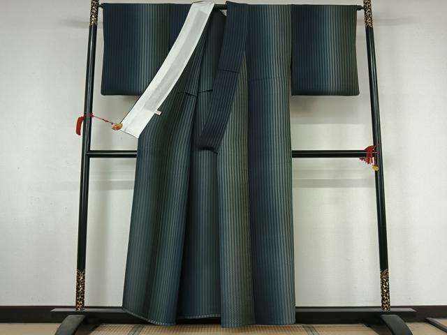 平和屋着物▽お召　単衣　霞文　暈し染め　正絹　逸品　AABL9077jh