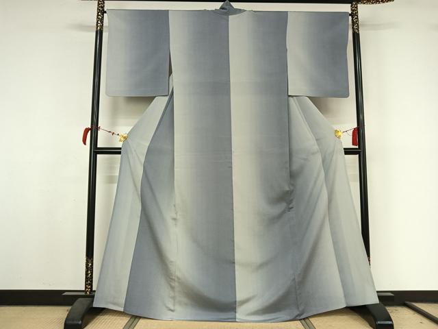平和屋着物▽お召　単衣　霞文　正絹　逸品　AABL9079jh
